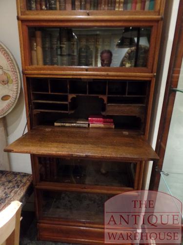 Antieke eikenhouten Globe Wernicke met schrijfgedeelte 3