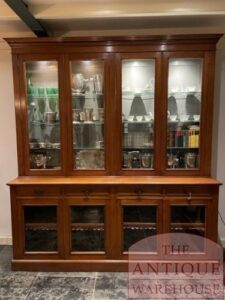 antieke eikenhouten vitrinekast, antieke boekenkast, antieke winkelkast