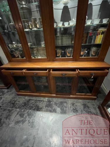 Antieke eikenhouten vitrinekast, boekenkast, winkelkast 3