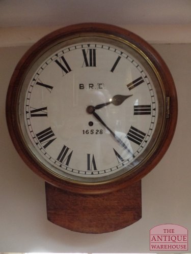 antieke Engelse eiken pub clock met messing deur, VERKOCHT