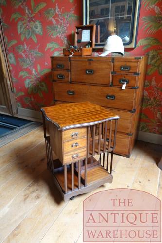 antieke Engelse lage mahoniehouten boekenmolen