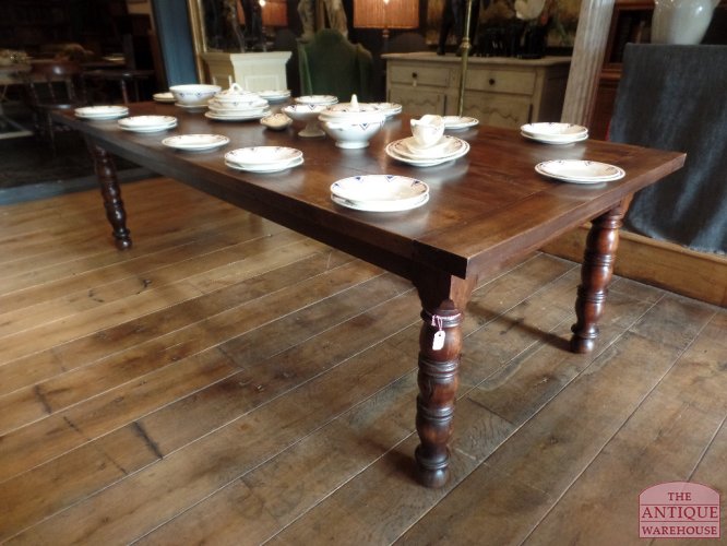 antieke Franse notenhouten tafel, table de campagne