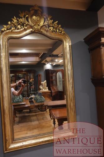 antieke Franse vergulde spiegel