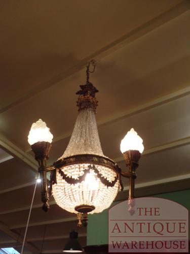 Antike französische Zakkronleuchter mit drei Lampen 2