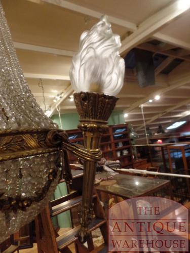 Antike französische Zakkronleuchter mit drei Lampen 5