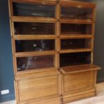 Antieke Globe Wernicke stapelbare boekenkast met secretaire gedeelte 2