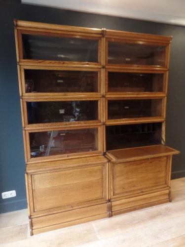 Antieke Globe Wernicke stapelbare boekenkast met secretaire gedeelte 2