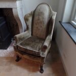 antieke groen grijze velours fauteuil 1