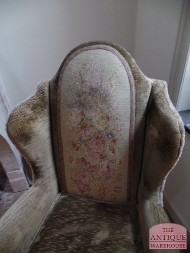 antieke groen grijze velours fauteuil 2