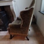 antieke groen grijze velours fauteuil 3