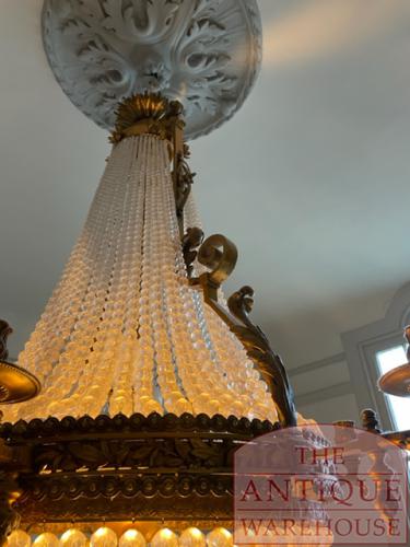 Antieke grote Franse kroonluchter met kaarsenhouder 3