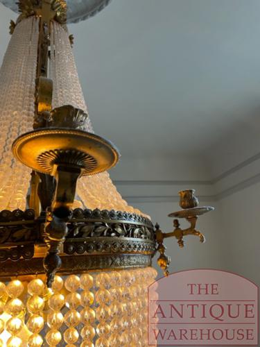 Antieke grote Franse kroonluchter met kaarsenhouder 4