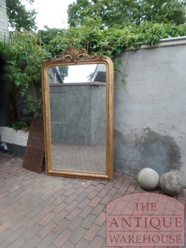 antieke grote Franse Louis Philippe spiegel met vergulde lijsL