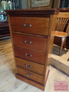 antieke hoge smalle mahonie ladekast, VERKOCHT