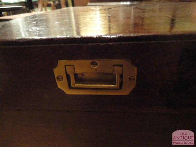 Antieke teakhouten campaign reiskist circa 1900 3