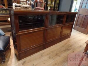 antieke lage boekenkast, mahoniehouten stapelbare Franse M