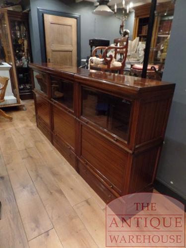 Antieke lage boekenkast, mahoniehouten stapelbare Franse M.D. Bibliothèque 2