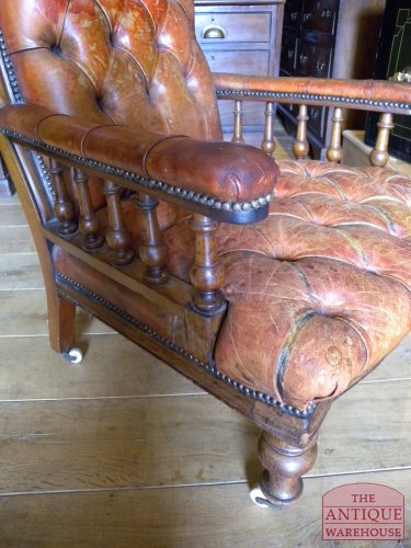 antieke leren bibliotheekstoel 2