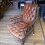 antieke leren bibliotheekstoel 3