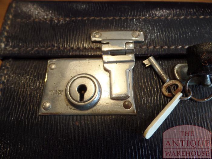 antieke leren Engelse koffer 2