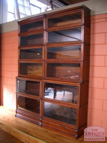 antieke mahonie boekenkast, drievoudig