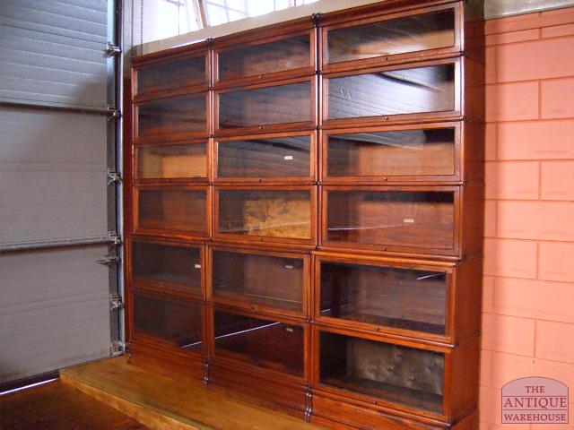 Antieke mahonie boekenkast, drievoudig 2