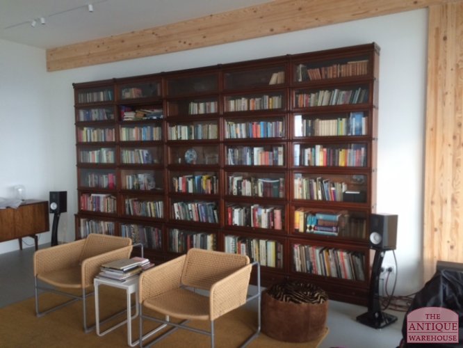 Antieke mahonie boekenkast Globe Wernicke circa 1890, volledig gerestaureerd 2