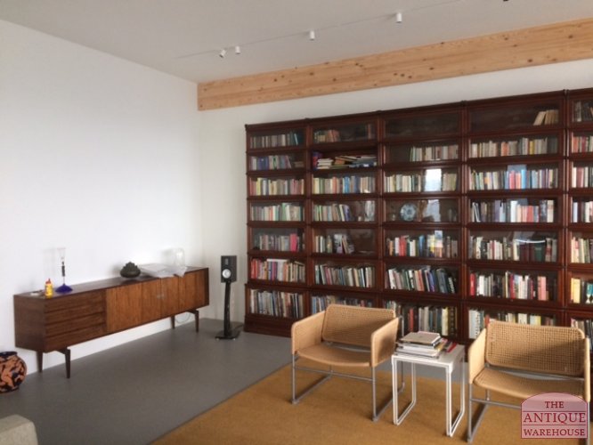 Antieke mahonie boekenkast Globe Wernicke circa 1890, volledig gerestaureerd 3