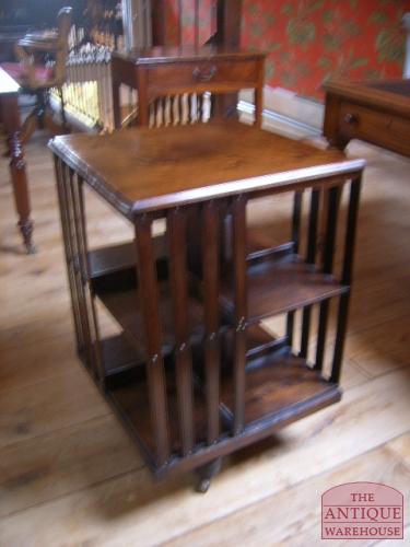 Antieke mahonie boekenmolen van circa 1900 3