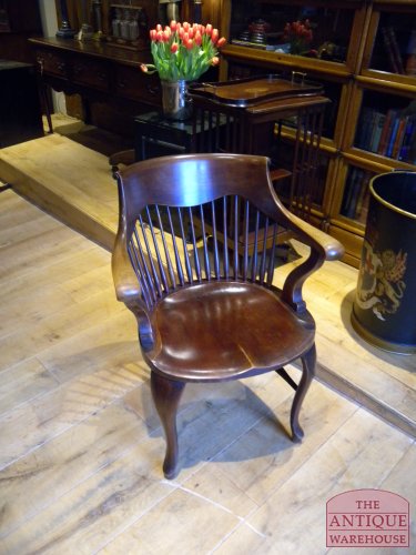 antieke mahonie bureaustoel, circa 1890