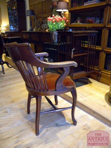 Antieke mahonie bureaustoel, circa 1890 2