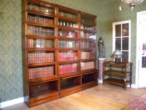 antieke mahonie globe Wernicke boekenkast, VERKOCHT