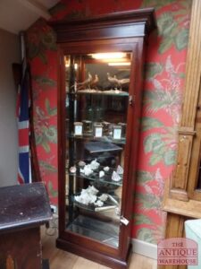 antieke mahonie vitrine kast met verlichting, VERKOCHT