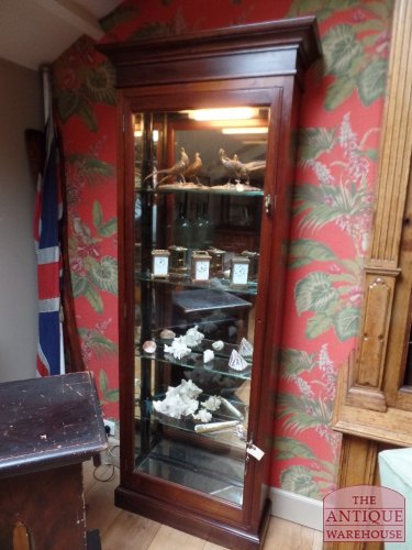 antieke mahonie vitrine kast met verlichting, VERKOCHT