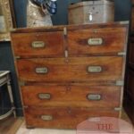 Antieke mahoniehouten ladekast, campaign chest circa 1850 1