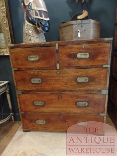 antieke mahoniehouten ladekast, campagne chest antique