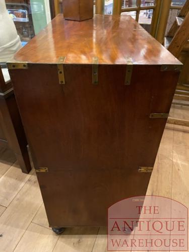 Antieke mahoniehouten ladekast, military chest circa 1870 3