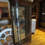 antieke ondiepe mahonie vitrinekast 1