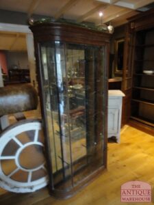 antieke ondiepe mahonie vitrinekast, VERKOCHT
