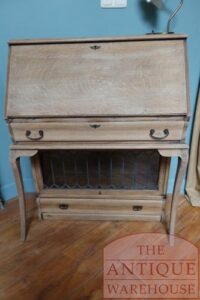 antieke originele eiken Globe Wernicke kast met secretaire deel en lade in plint