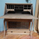 Antieke originele eiken Globe Wernicke kast met secretaire deel en lade in plint 2