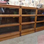 Antieke originele eikenhouten lage opstelling Globe Wernicke boekenkasten 1