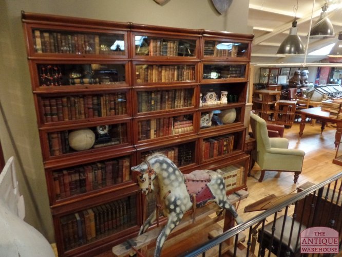 antieke originele mahonie drievoudige Globe Wernicke boekenkast VERKOCHT