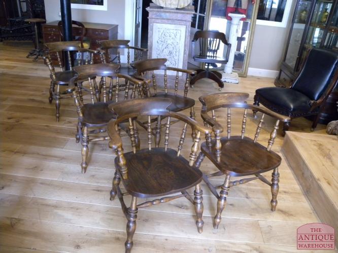 set van vier smokers bow windsor chairs 3