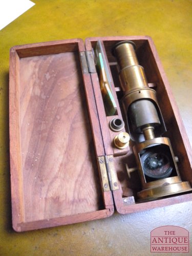 antieke veld microscoop, VERKOCHT