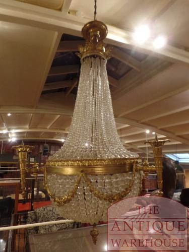 antieke zakkroonluchter met drie kandelaren circa 1880