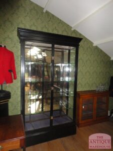 antieke zwart gepolitoerde mahonie vitrine, VERKOCHT