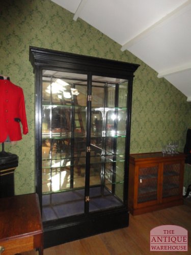 antieke zwart gepolitoerde mahonie vitrine, VERKOCHT