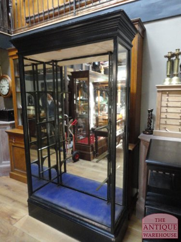 antieke zwart gepolitoerde mahonie vitrine 3