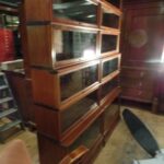 Antieke hoge mahoniehouten Globe Wernicke hoekboekenkast 3